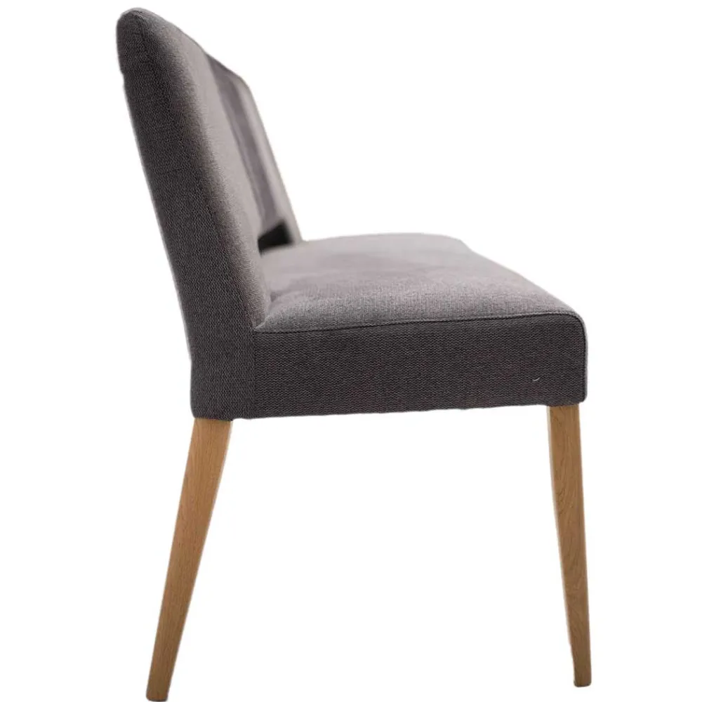 Wohnen Sitzbank<Esstisch Sofa Bank in Dunkelgrau Stoff Velours - Merka