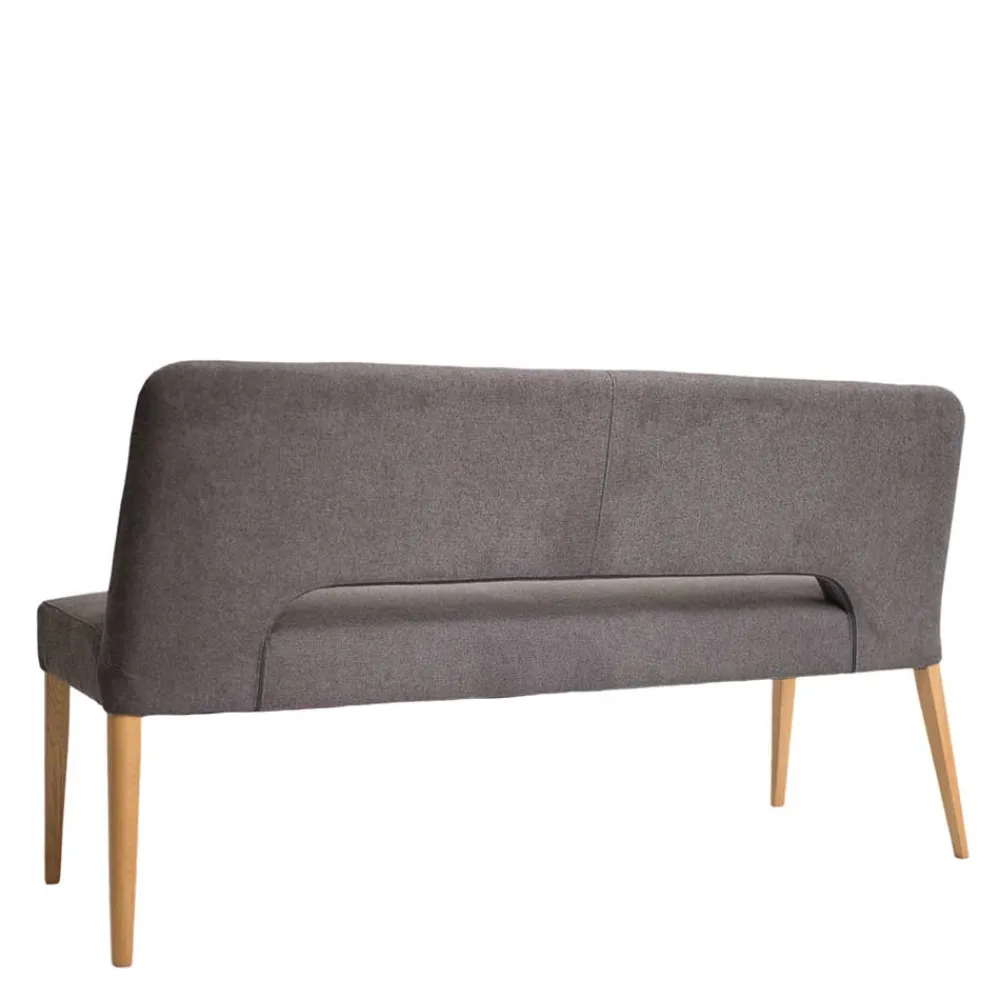 Wohnen Sitzbank<Esstisch Sofa Bank in Dunkelgrau Stoff Velours - Merka