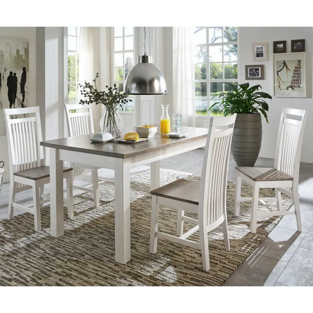 Wohnen Sitzgruppe<Esstischgruppe Ovidos im Landhausstil (fünfteilig)