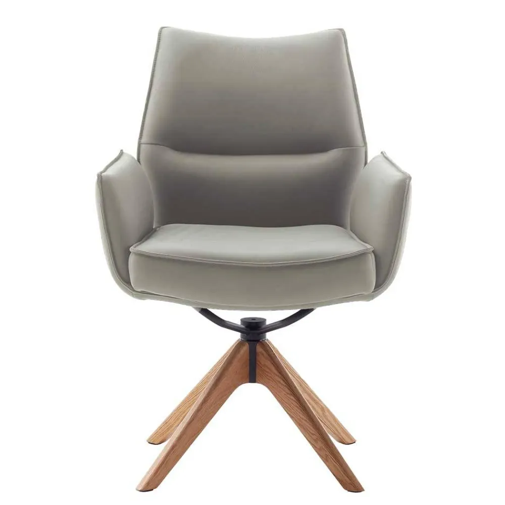 Wohnen Stühle<Esstisch-Sessel aus Leder und Eichenholz - Azona (2er Set)