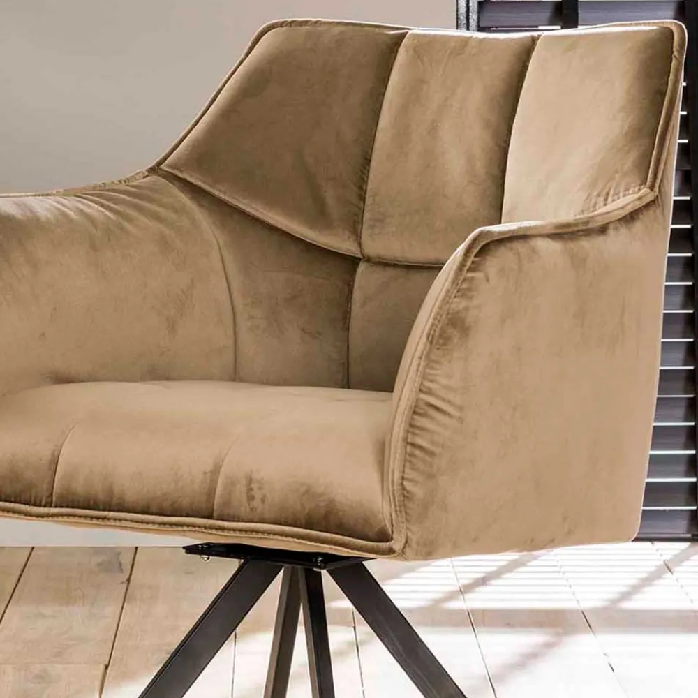 Wohnen Stühle<Esstischsessel aus Samt Beige - Zegovin (2er Set)