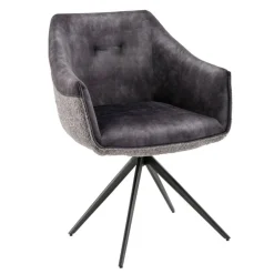 Wohnen Stühle<Esstisch-Sessel in Dunkelgrau Material-Mix - Chiak