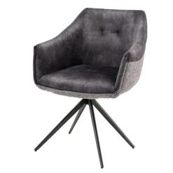 Wohnen Stühle<Esstisch-Sessel in Dunkelgrau Material-Mix - Chiak