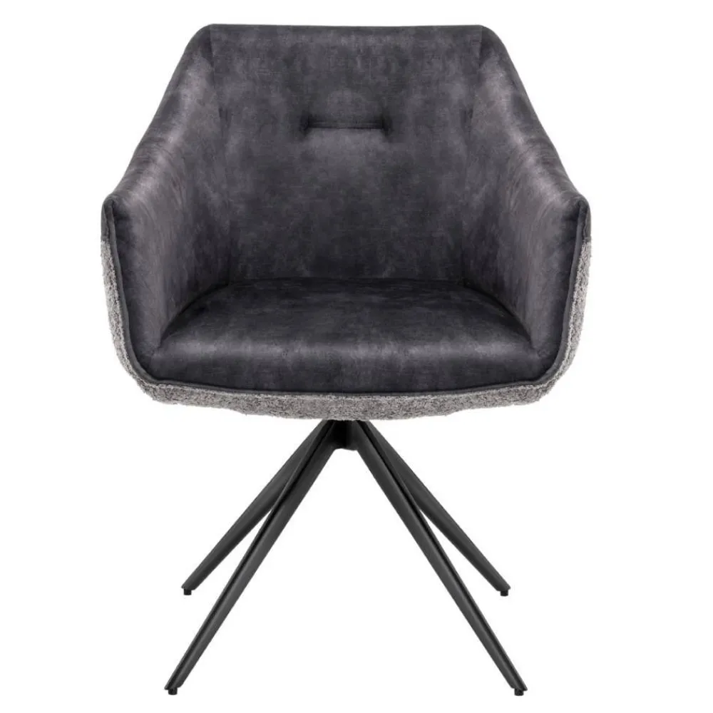 Wohnen Stühle<Esstisch-Sessel in Dunkelgrau Material-Mix - Chiak