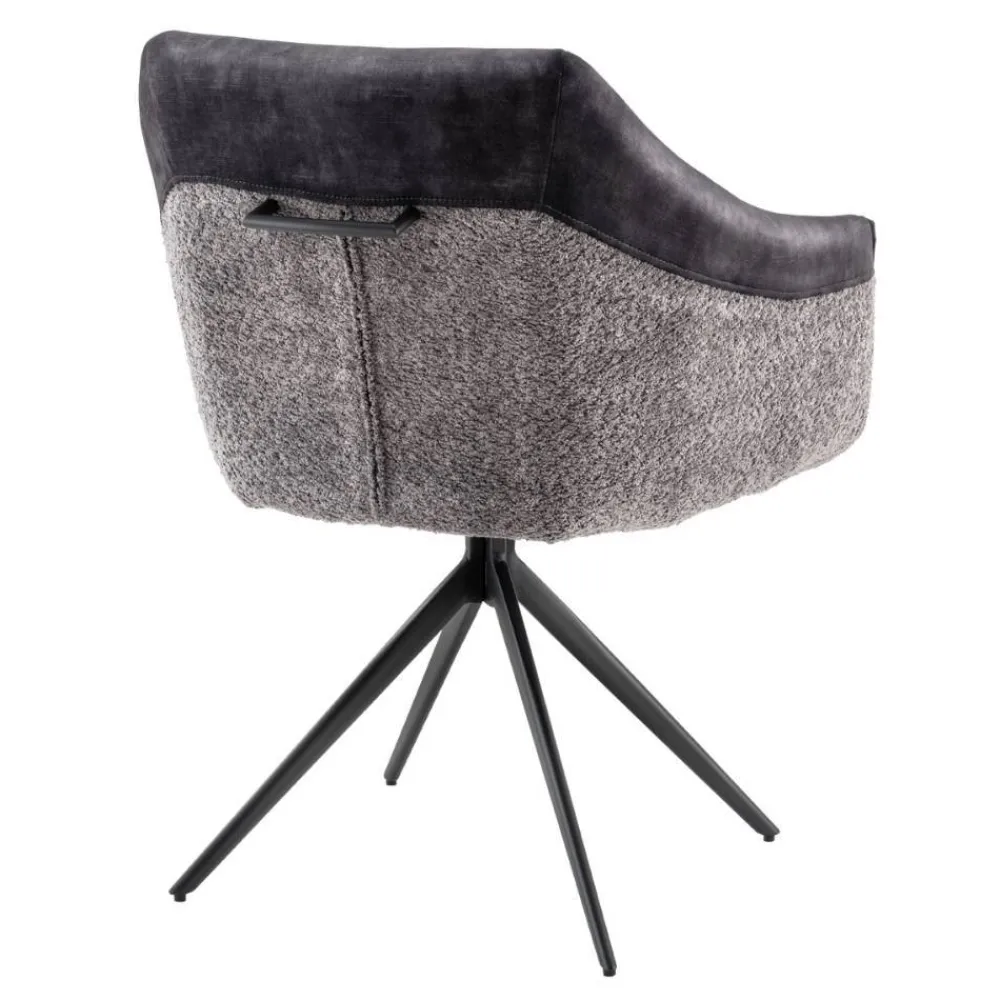 Wohnen Stühle<Esstisch-Sessel in Dunkelgrau Material-Mix - Chiak