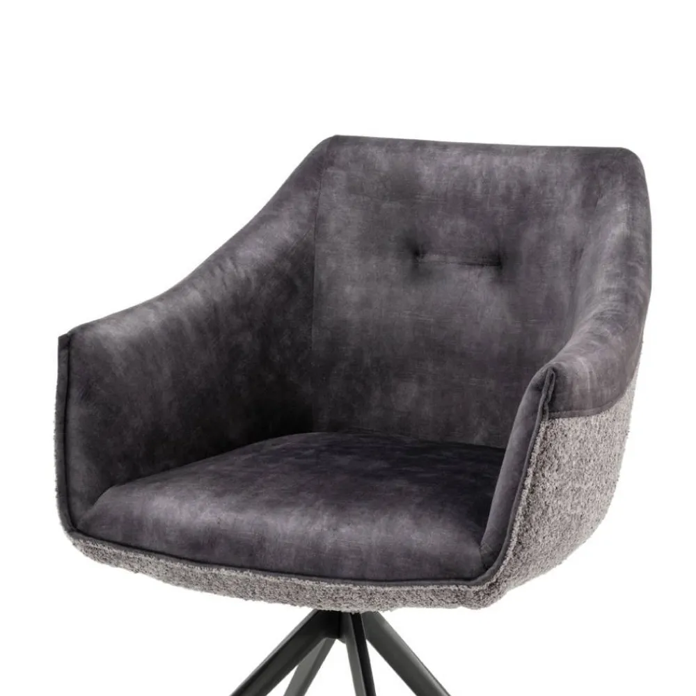 Wohnen Stühle<Esstisch-Sessel in Dunkelgrau Material-Mix - Chiak