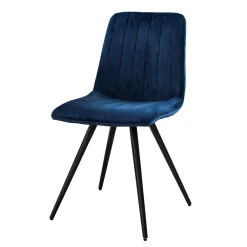 Wohnen Stühle<Esstischstühle in Blau Samt - Rasmino (4er Set)