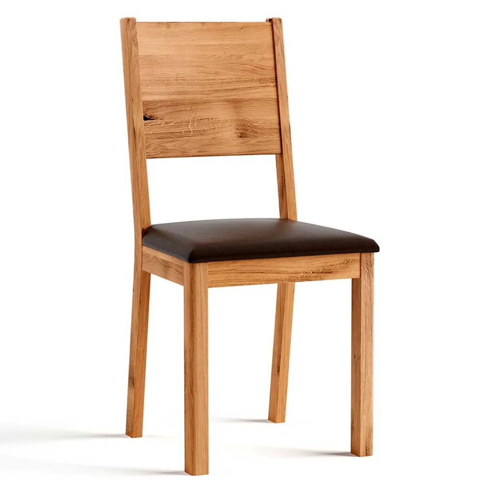 Wohnen Stühle<Esstischstuhl aus Wildeiche mit Kunstleder Sitz - Ernestan