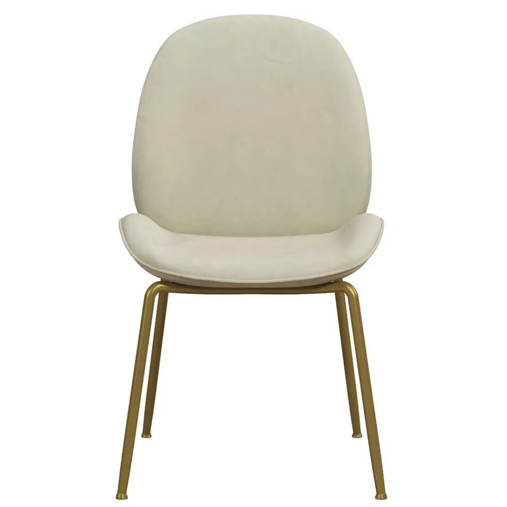 Wohnen Stühle<Esstischstuhl in Creme Weiß & Messing - Caspard