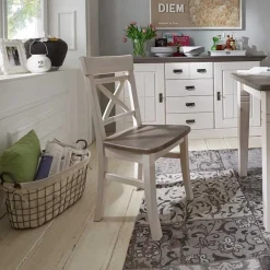 Wohnen Stühle<Esstischstuhl Yoan in Weiß-Grau (2er Set)