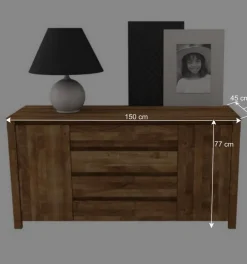 Wohnen Sideboards<Esszimmer Anrichte Nadalia aus Wildeiche Massivholz