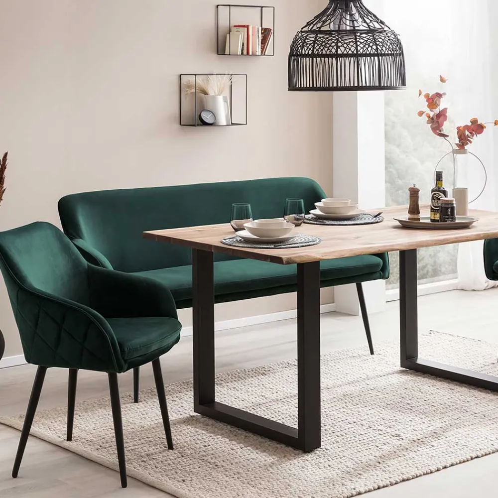 Wohnen Sitzbank<Esszimmer Bank in Dunkelgrün Samt - Laruis