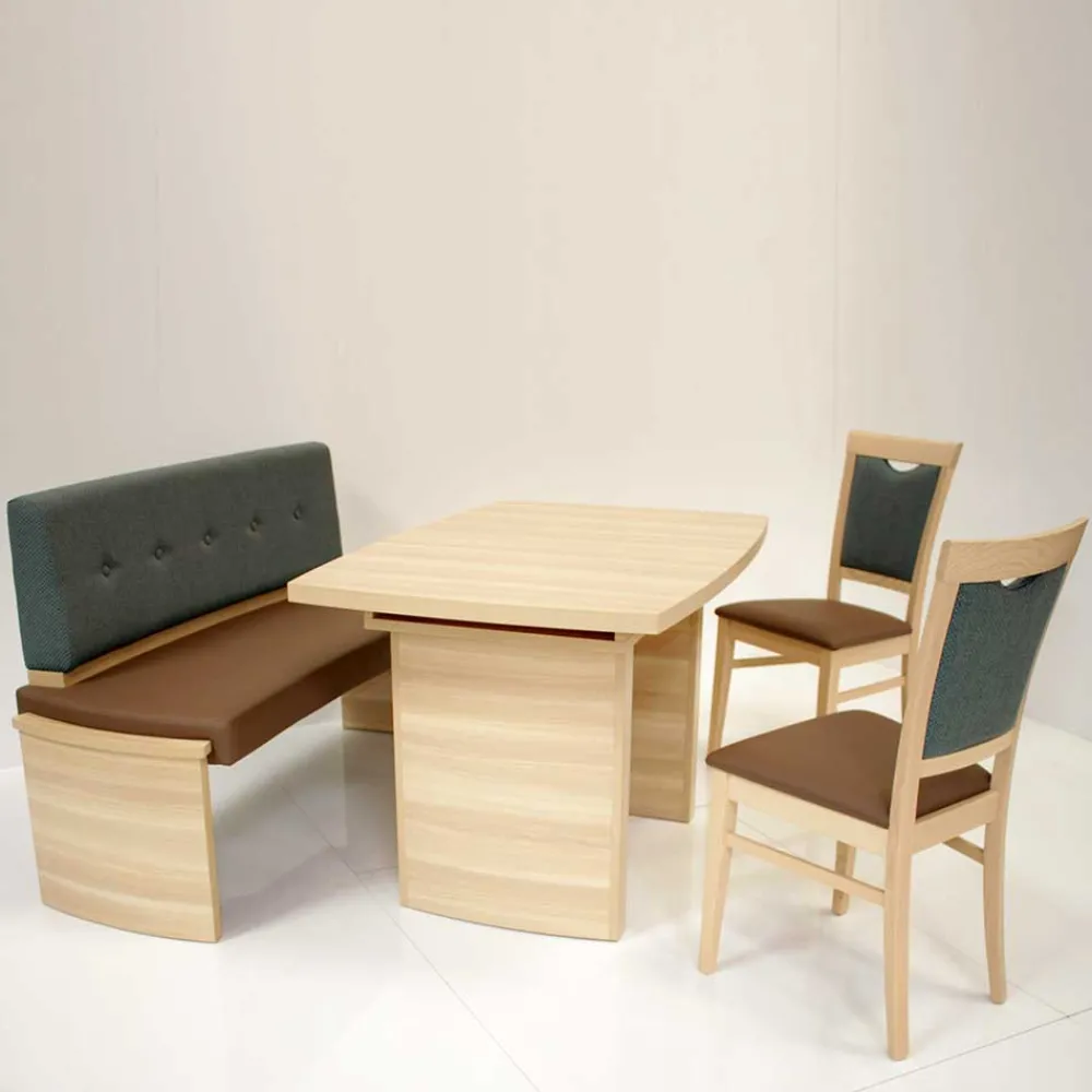 Wohnen Sitzgruppe<Esszimmer Bankgruppe Vanillin in Esche Dekor (vierteilig)