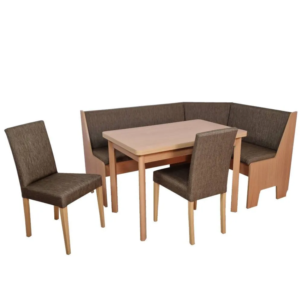 Wohnen Sitzgruppe<Esszimmer Eckbank Gruppe in Braun - Virenzio (vierteilig)