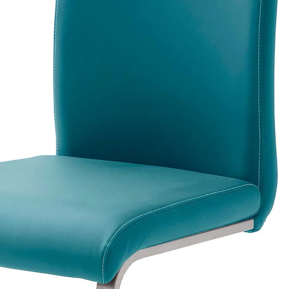 Wohnen Sessel<Esszimmer Freischwinger in Petrol Blau Laida Kunstleder (4er Set)