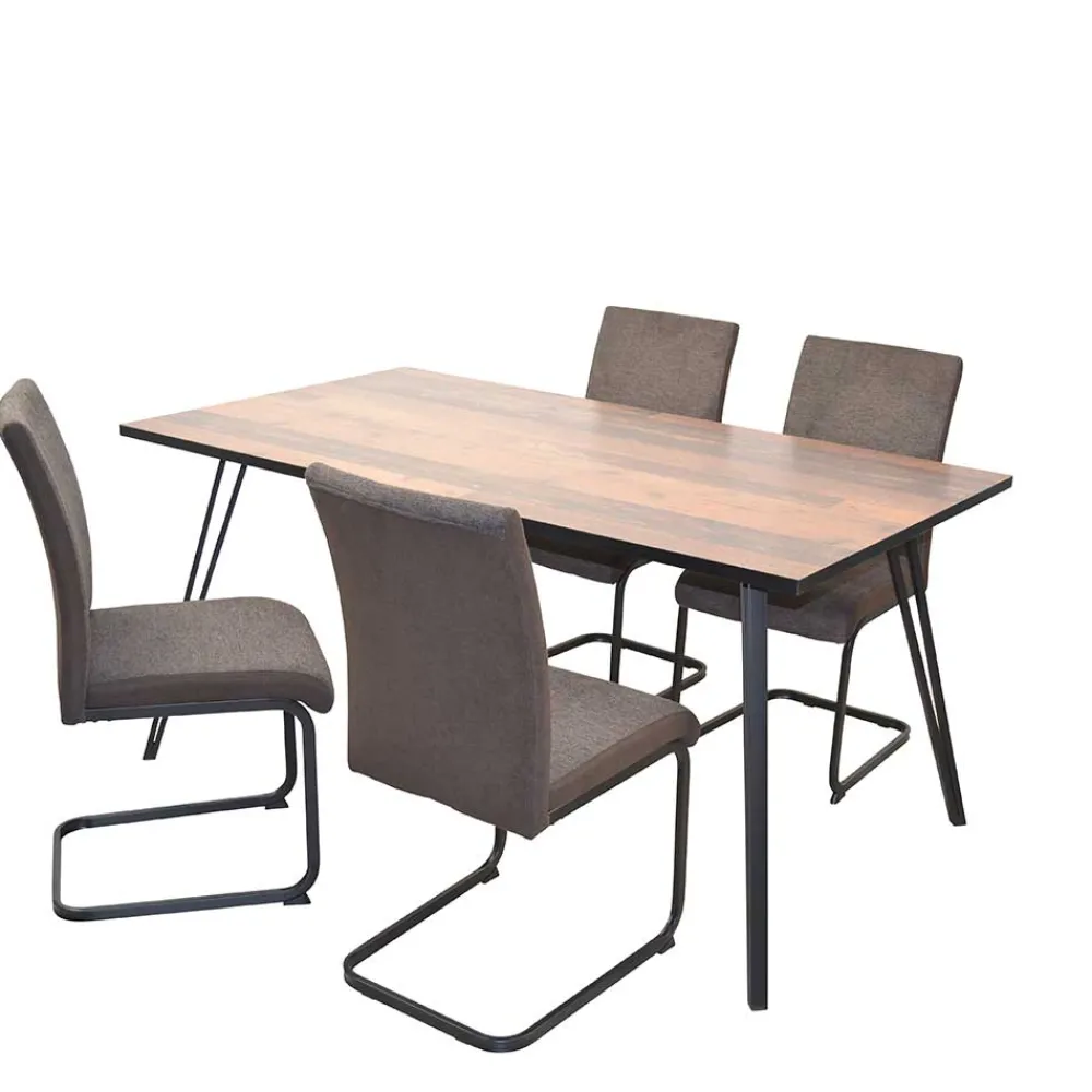 Wohnen Sitzgruppe<Esszimmer Gruppe mit Freischwingern - Raimar (fünfteilig)