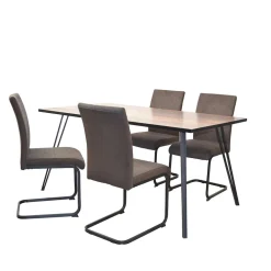 Wohnen Sitzgruppe<Esszimmer Gruppe mit Freischwingern - Raimar (fünfteilig)