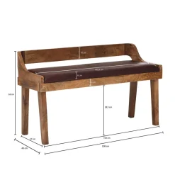 Wohnen Sitzbank<Esszimmer Holzbank mit Lehne & Ledersitz - Zimoni