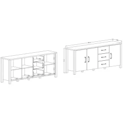 Wohnen Sideboards<Esszimmer Kommode in Fichte verwittert NB - Simeona