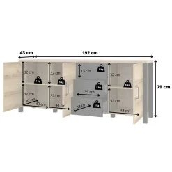 Wohnen Sideboards<Esszimmer Kommode in Fichte verwittert NB - Simeona