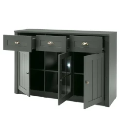 Wohnen Wohnwände<Esszimmer Möbel Set in Dunkelgrün - Niestov (vierteilig)