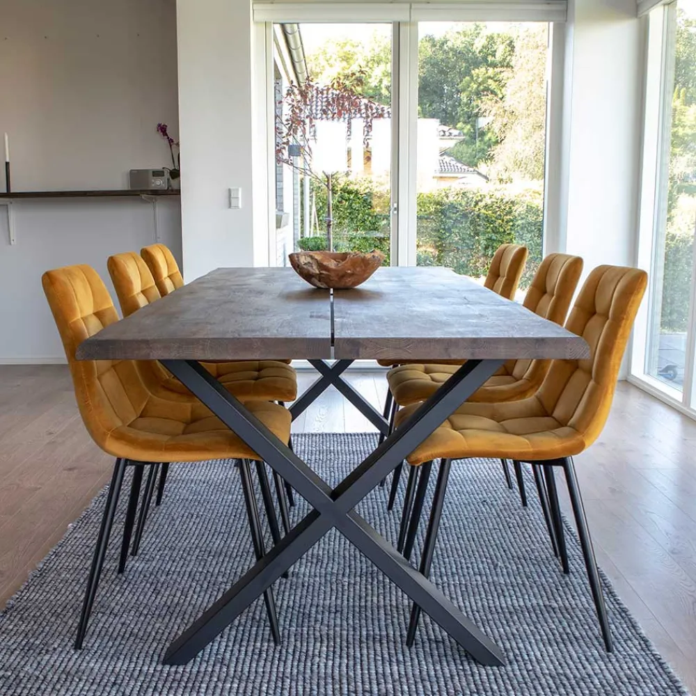 Wohnen Sitzgruppe<Esszimmer Möbel Set mit Tisch - Anjal (siebenteilig)