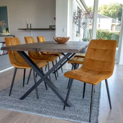 Wohnen Sitzgruppe<Esszimmer Möbel Set mit Tisch - Anjal (siebenteilig)