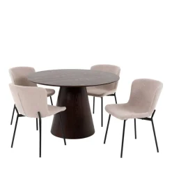 Wohnen Tische<Esszimmer Möbelset mit rundem Tisch - Crystono (fünfteilig)