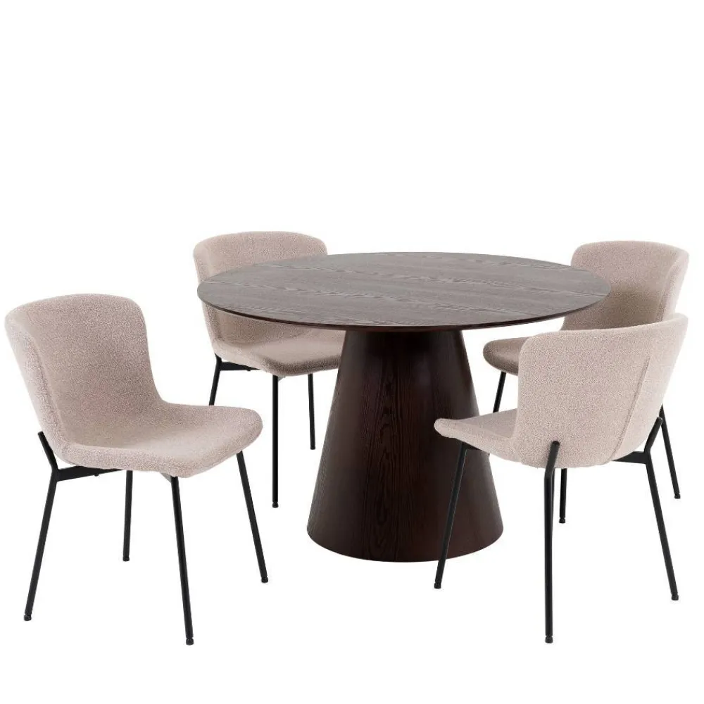 Wohnen Tische<Esszimmer Möbelset mit rundem Tisch - Crystono (fünfteilig)