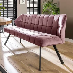 Wohnen Sitzbank<Esszimmer Polsterbank in Rosa Samt - Miobelda