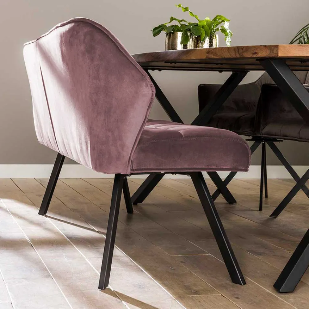 Wohnen Sitzbank<Esszimmer Polsterbank in Rosa Samt - Miobelda