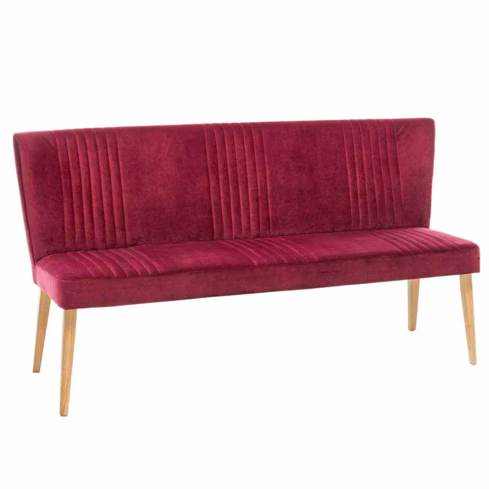 Wohnen Sitzbank<Esszimmer Polsterbank in Velours Pink Dunkel Neo & Eiche