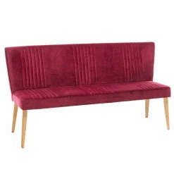 Wohnen Sitzbank<Esszimmer Polsterbank in Velours Pink Dunkel Neo & Eiche