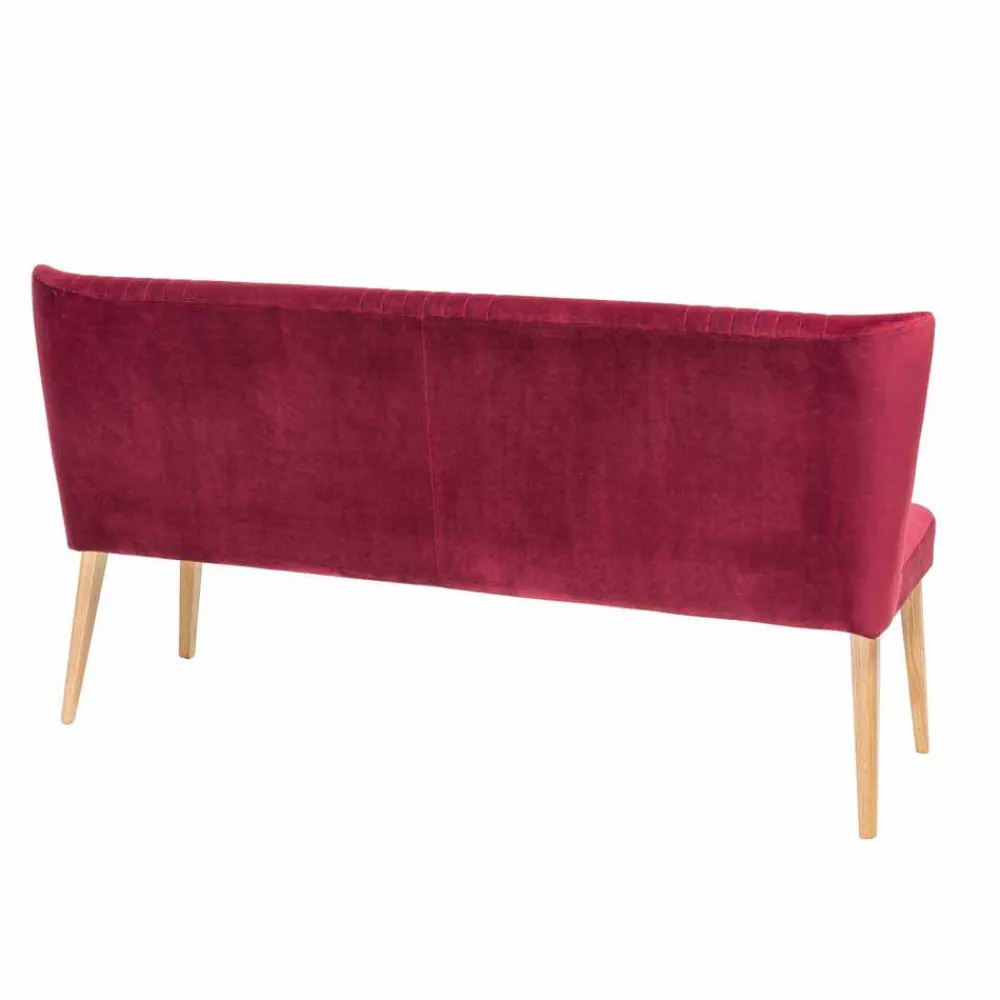Wohnen Sitzbank<Esszimmer Polsterbank in Velours Pink Dunkel Neo & Eiche