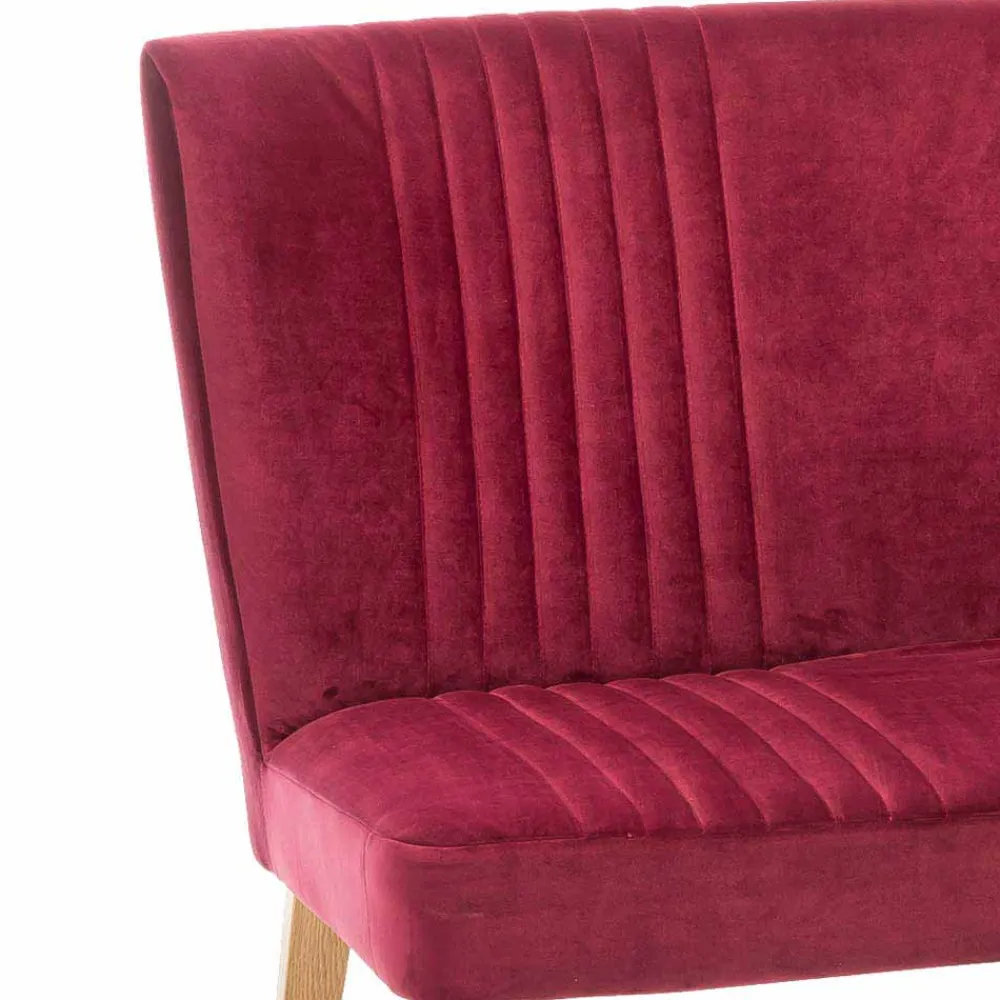 Wohnen Sitzbank<Esszimmer Polsterbank in Velours Pink Dunkel Neo & Eiche