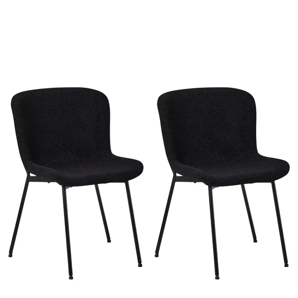 Wohnen Stühle<Esszimmer Polsterstuhl in Schwarz - Caleena (2er Set)