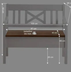 Wohnen Sitzbank<Esszimmer Sitzbank Barlad in Weiß Kiefer massiv