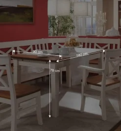 Wohnen Sitzgruppe<Esszimmer Sitzecke Barlad in Weiß Bernstein (vierteilig)