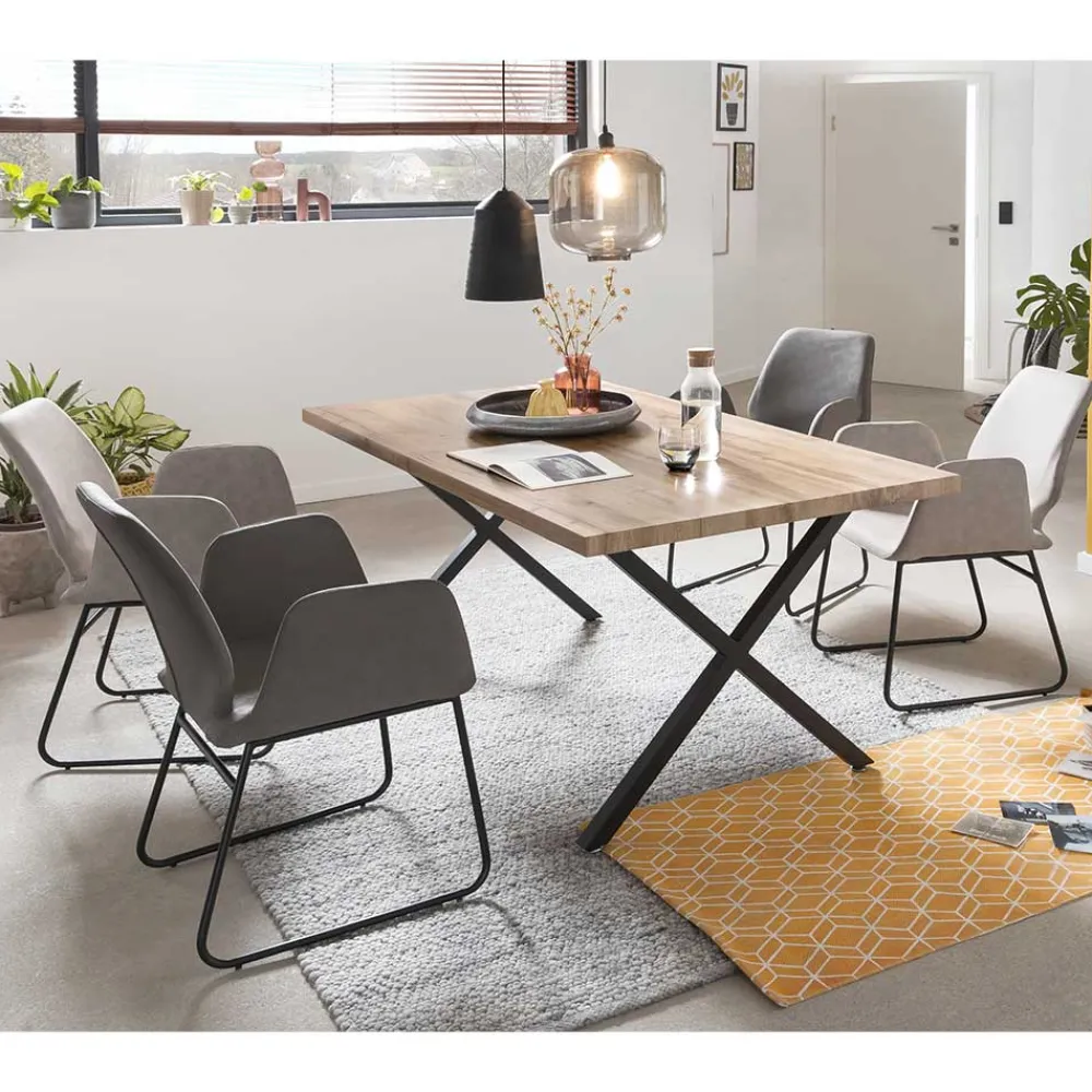 Wohnen Sitzgruppe<Esszimmer Sitzgruppe im Skandi Design - Grooves (fünfteilig)
