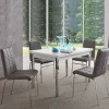 Wohnen Sitzgruppe<Esszimmer Sitzgruppe in Grau & Weiß Sisela mit Kunstleder Stühlen (fünfteilig)