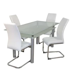 Wohnen Sitzgruppe<Esszimmer Sitzgruppe mit Glastisch - Yulmatro (fünfteilig)