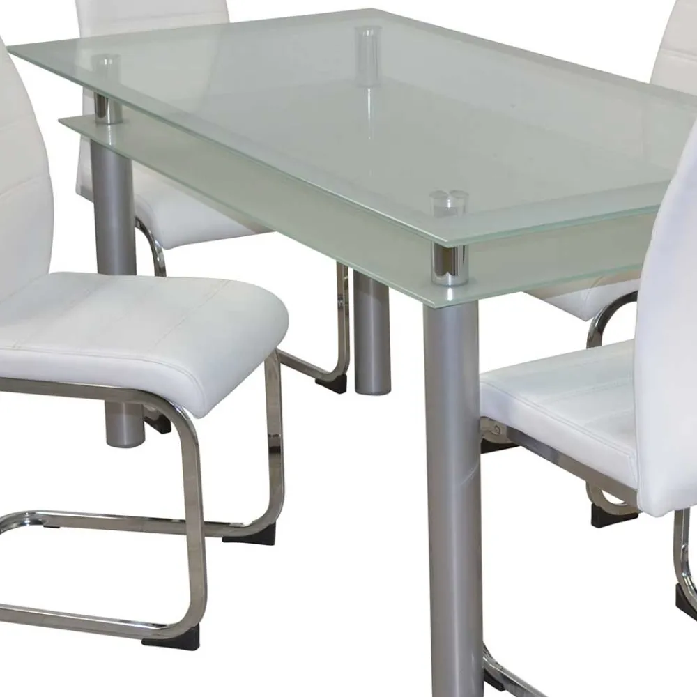 Wohnen Sitzgruppe<Esszimmer Sitzgruppe mit Glastisch - Yulmatro (fünfteilig)