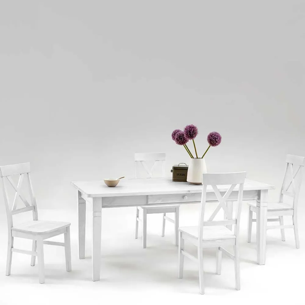 Wohnen Sitzgruppe<Esszimmer Sitzgruppe Onesti im skandinavischen Landhausstil (fünfteilig)