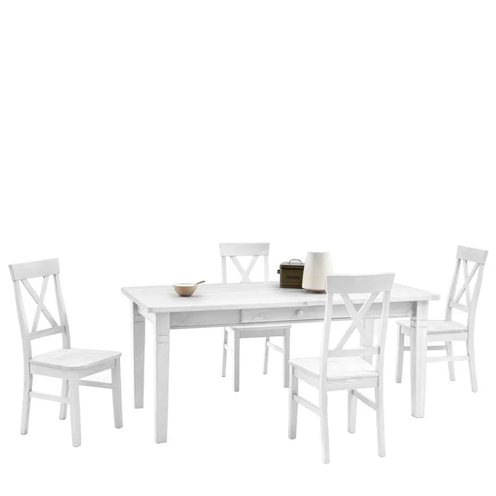 Wohnen Sitzgruppe<Esszimmer Sitzgruppe Onesti im skandinavischen Landhausstil (fünfteilig)