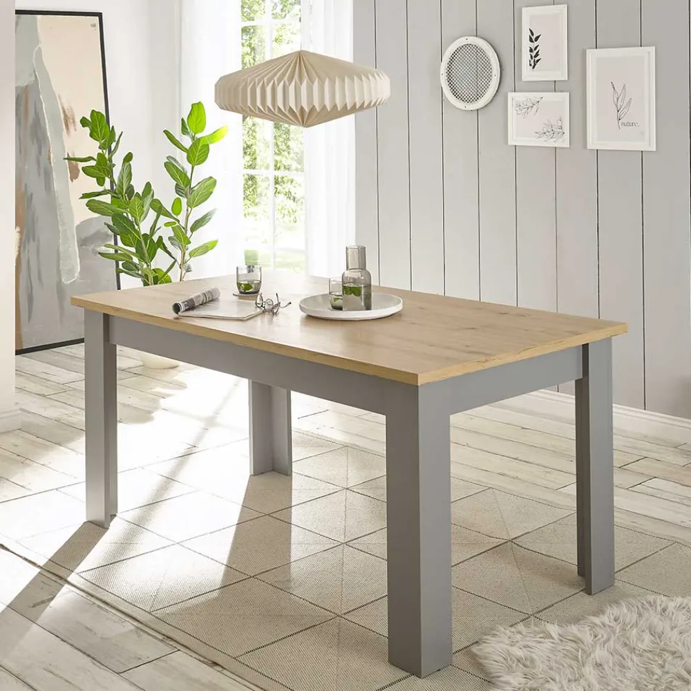 Wohnen Tische<Esszimmer Tisch in Eiche NB & Lichtgrau - Buleta