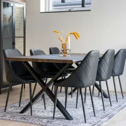 Wohnen Sitzgruppe<Esszimmergarnitur im Industry und Loft Stil - Ninjos (siebenteilig)