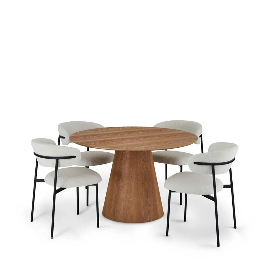 Wohnen Sitzgruppe<Esszimmergruppe im Skandi Design - Bean (fünfteilig)