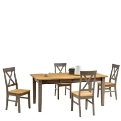 Wohnen Sitzgruppe<Esszimmergruppe Jytte in Grau Kiefer massiv (fünfteilig)