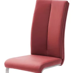 Wohnen Sessel|Stühle<Esszimmerstuhl als Freischwinger in dunklem Rot Lioberta Kunstleder (4er Set)