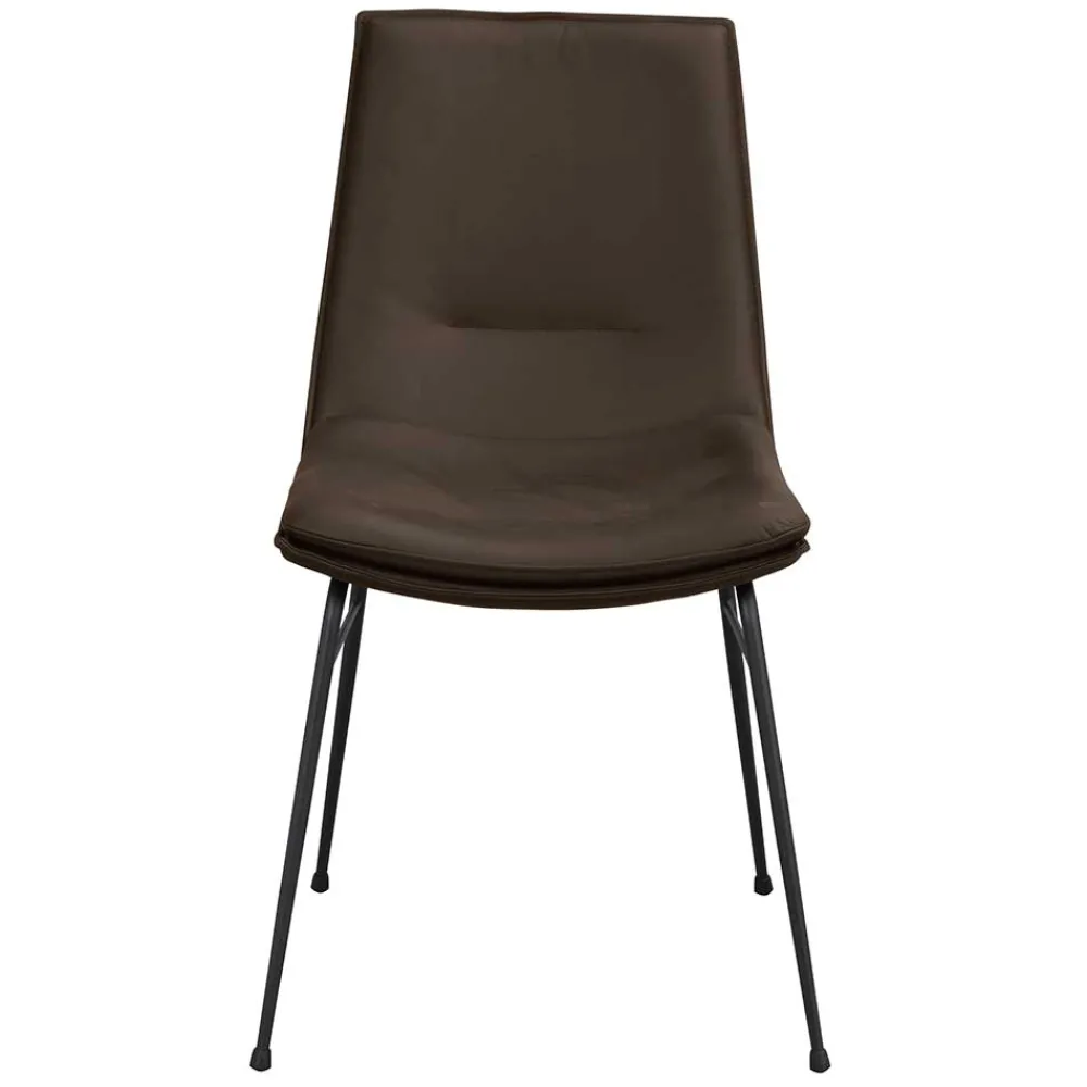 Wohnen Stühle<Esszimmerstuhl aus Leder in Braun - Unkorian (2er Set)